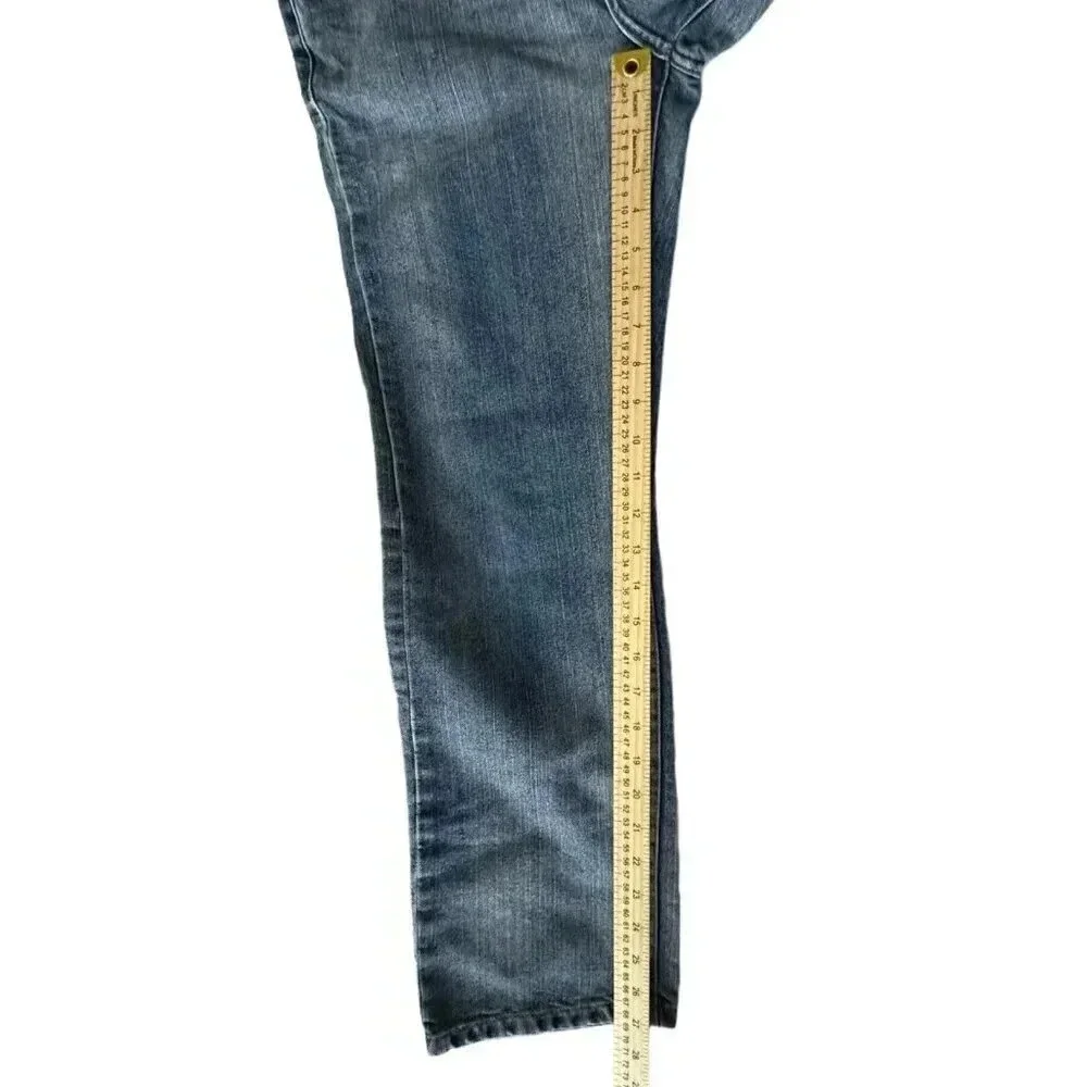 Ring Of Fire Jeans Boy Teen 18 Blue Denim Distress Straight Leg W27 L27 med wash - Picture 10 of 14
